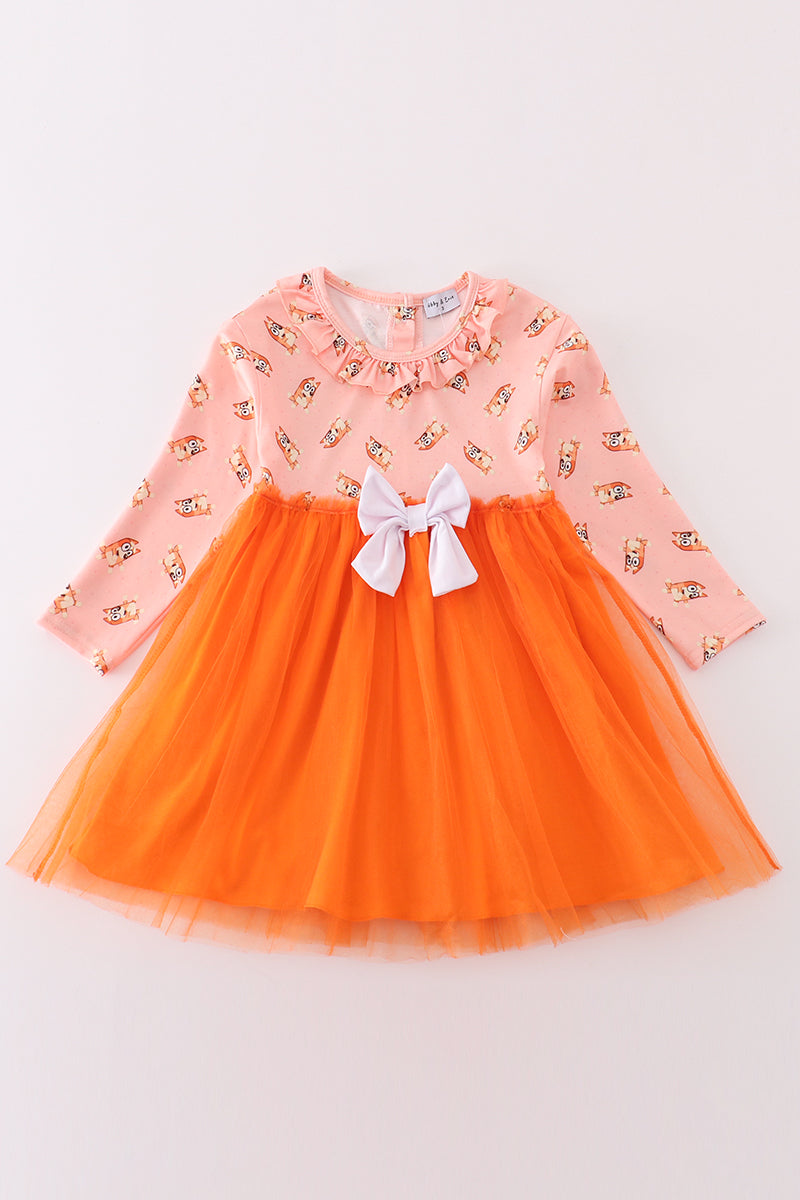 Abby & Evie Orange character print tutu dress