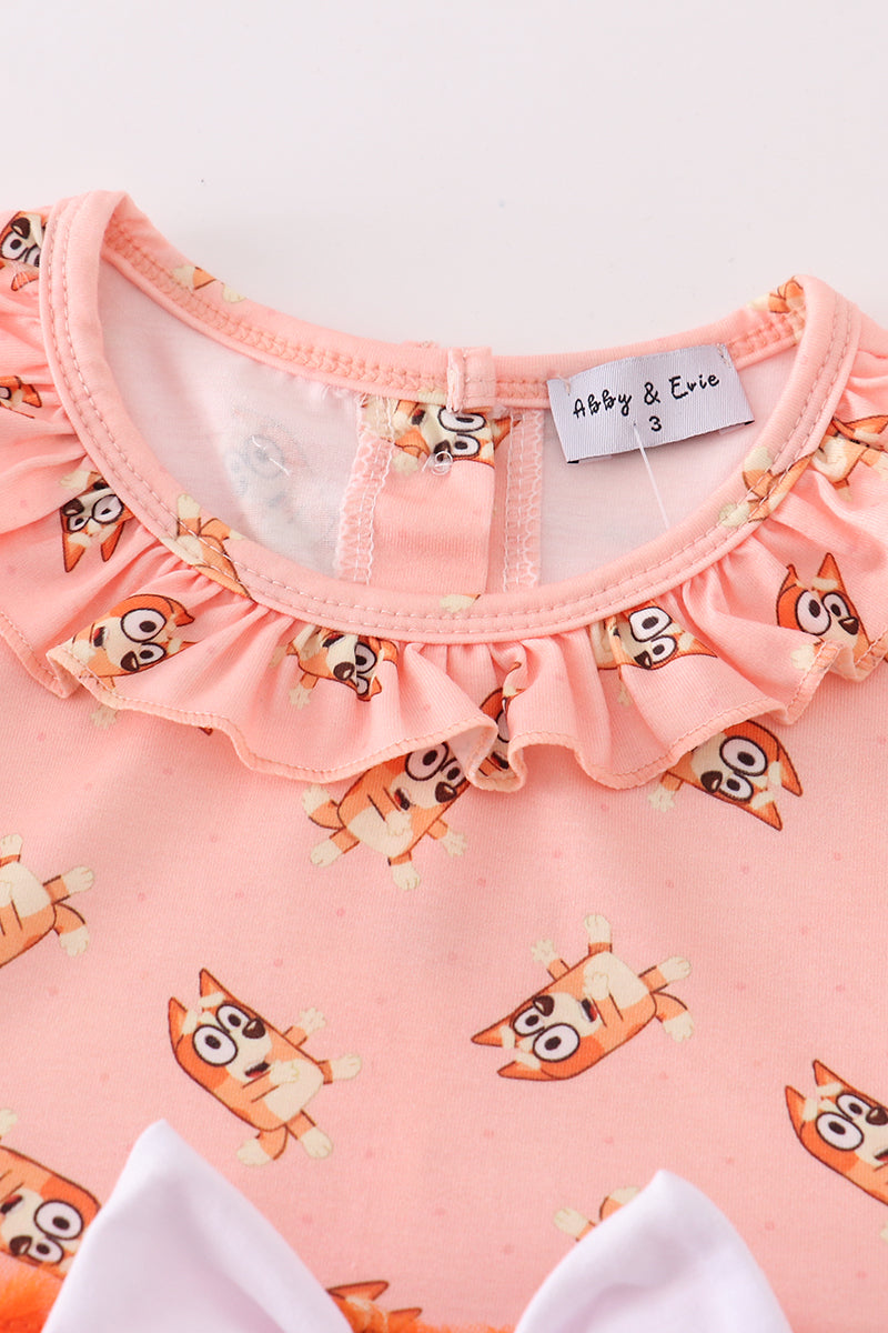 Abby & Evie Orange character print tutu dress