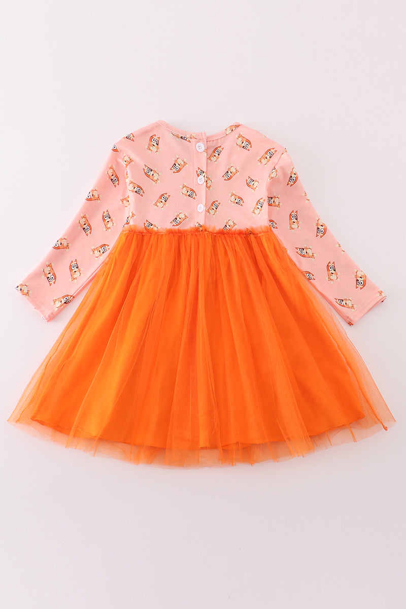 Abby & Evie Orange character print tutu dress