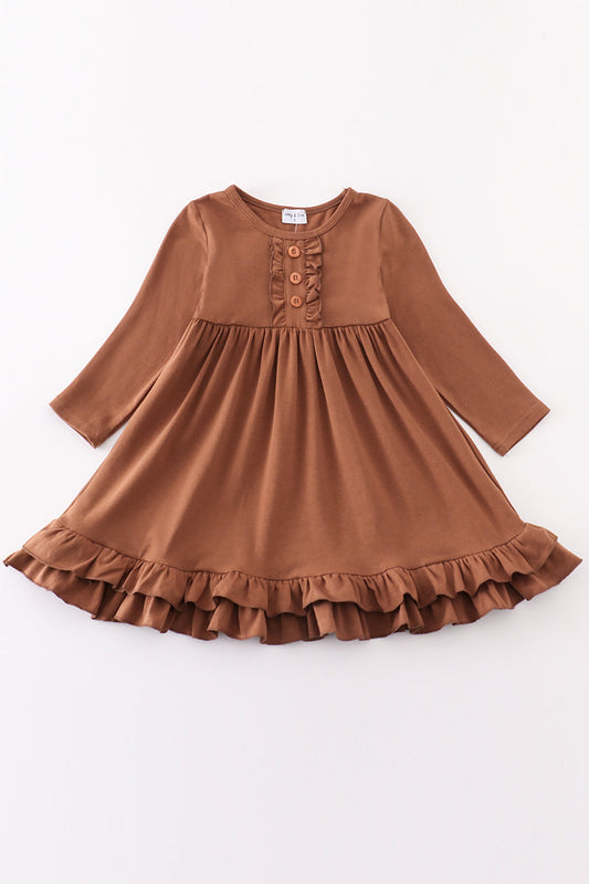 Abby & Evie Chocolate ruffle girl dress