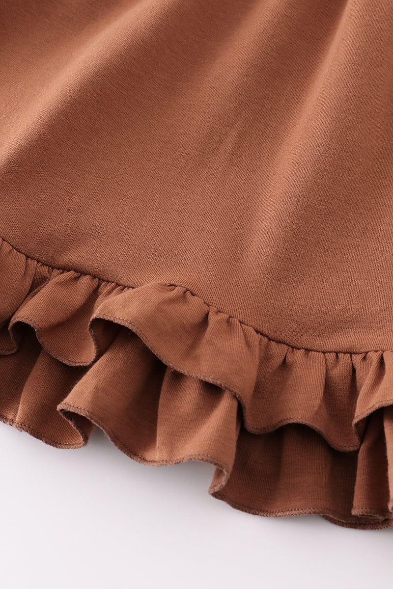 Abby & Evie Chocolate ruffle girl dress