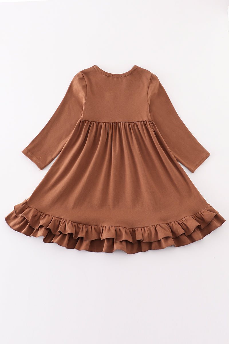 Abby & Evie Chocolate ruffle girl dress