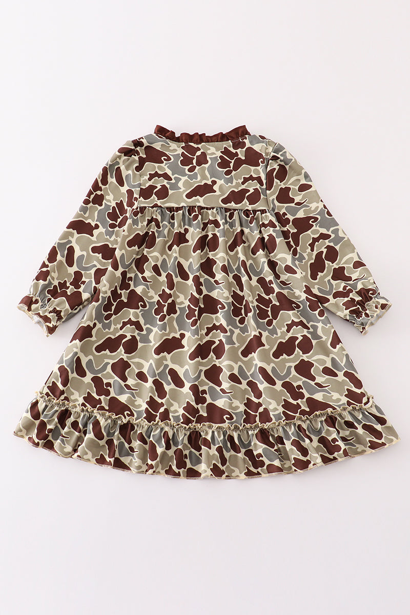 Abby & Evie Camouflage antler embroidery girl gown