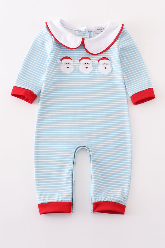 Abby & Evie Blue christmas santa boy romper