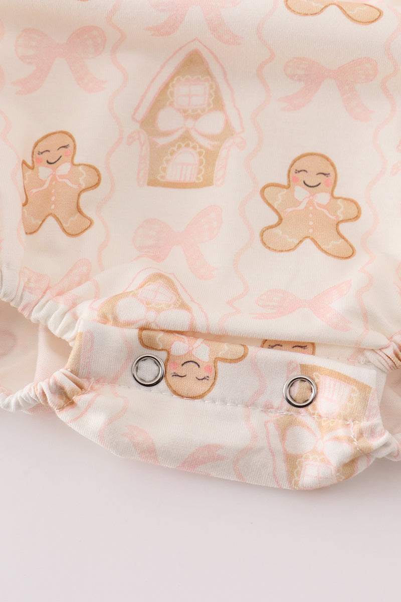 Abby & Evie Beige gingerbread girl ruffle bubble