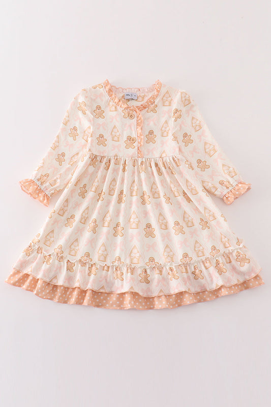 Abby & Evie Beige gingerbread girl gown