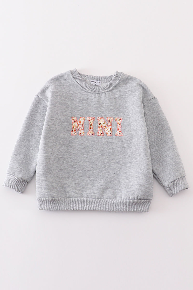 Abby & Evie Gray MAMA&MINI applique fleece mom&me sweatshirt