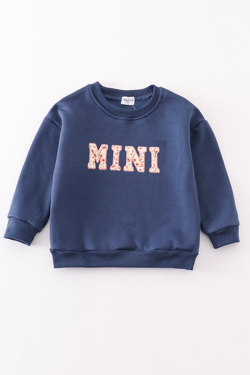 Abby & Evie Navy MAMA&MINI applique fleece mom&me sweatshirt