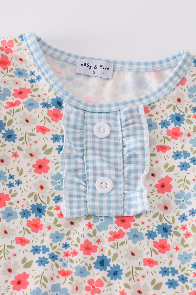 Abby & Evie Pink&blue floral print girl set