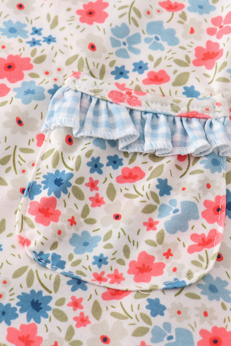 Abby & Evie Pink&blue floral print girl set