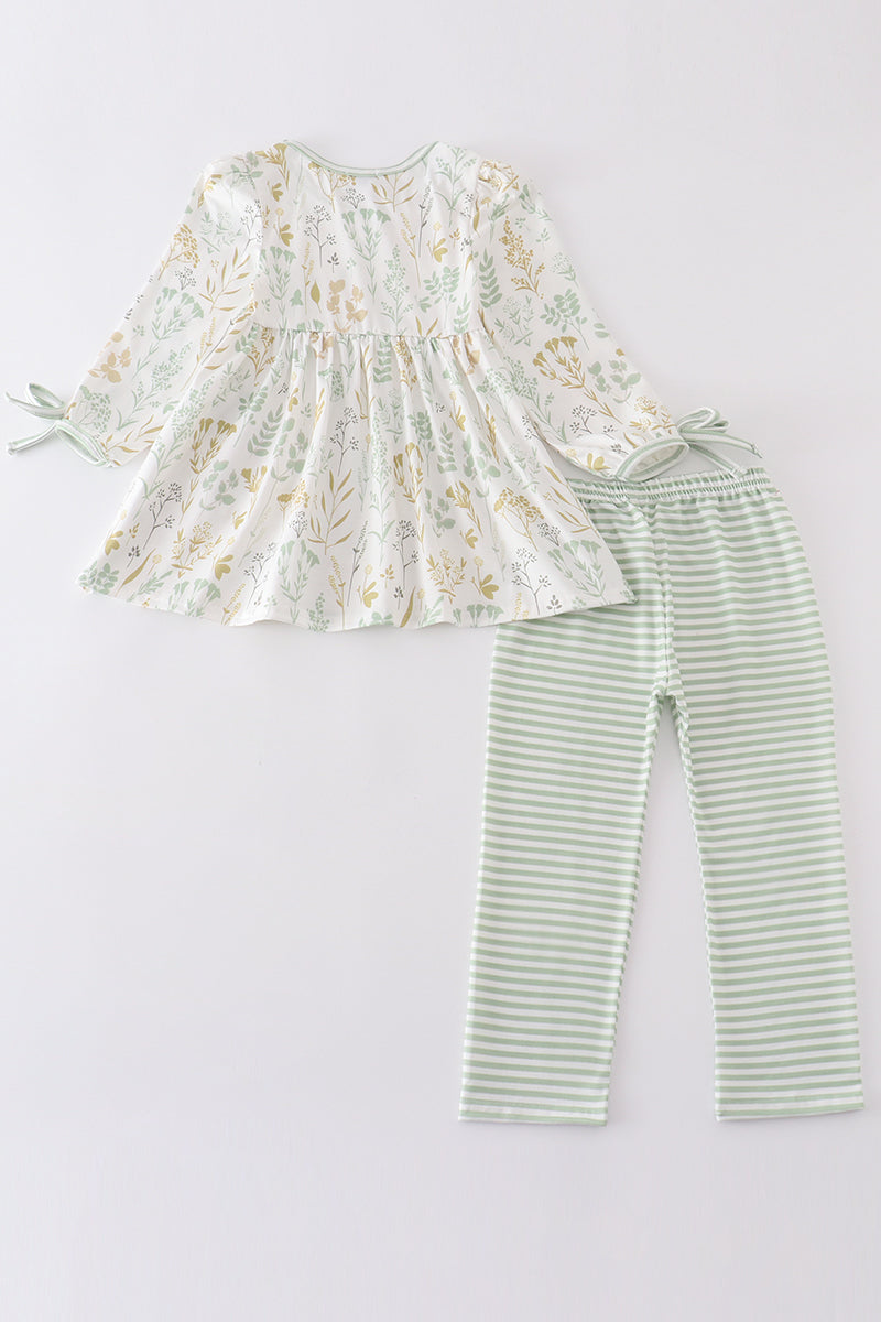 Abby & Evie Green botanical girl set