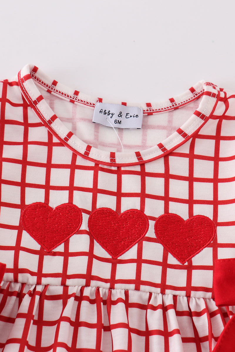 Abby & Evie Red valentine's day heart embroidery girl bloomer set