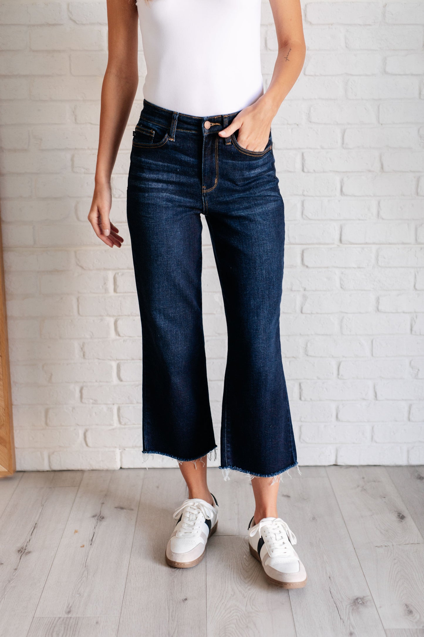 Judy Blue Madeline High Rise Cropped Wide Leg Jeans