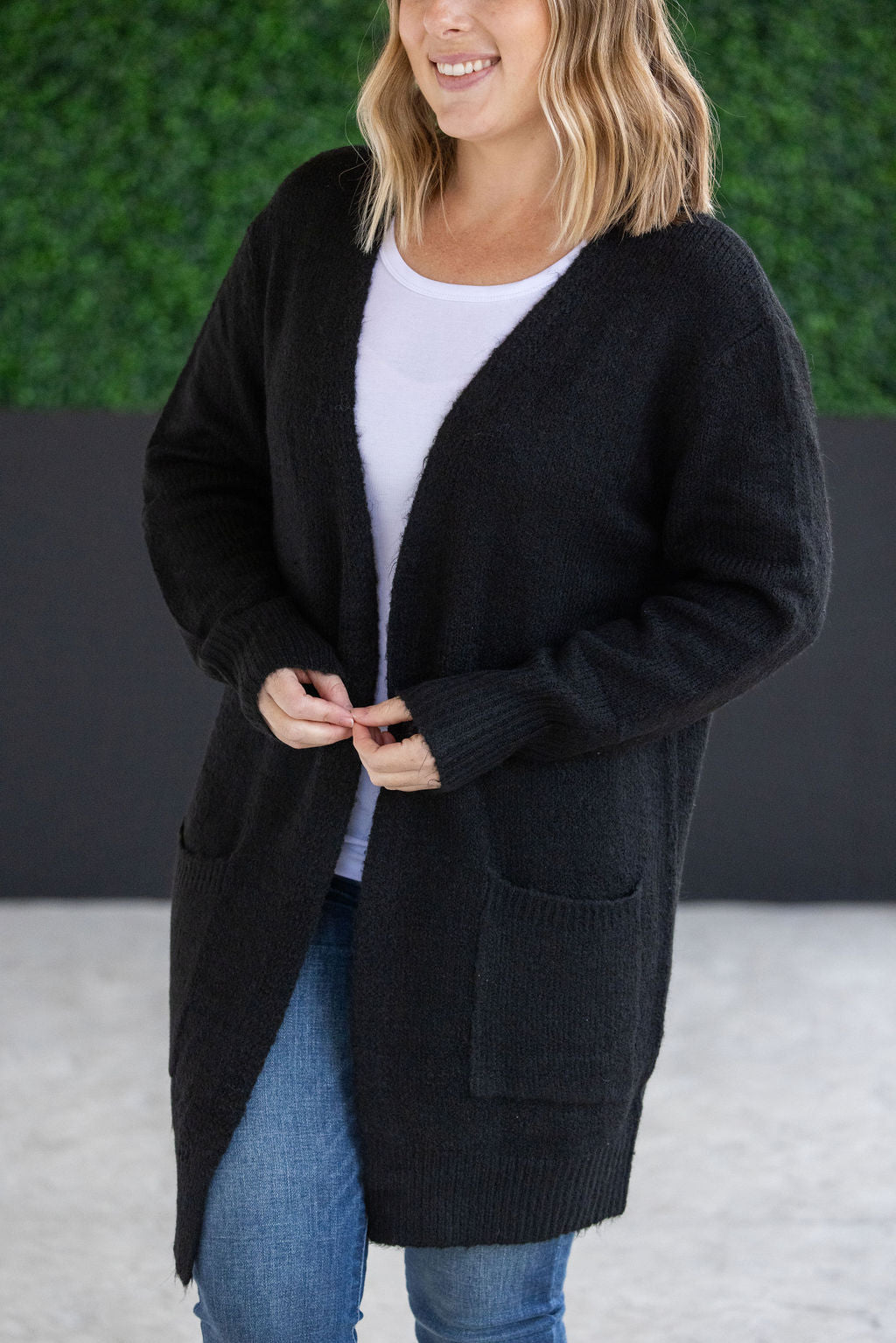 Michelle Mae Madison Cozy Cardigan - Jet Black