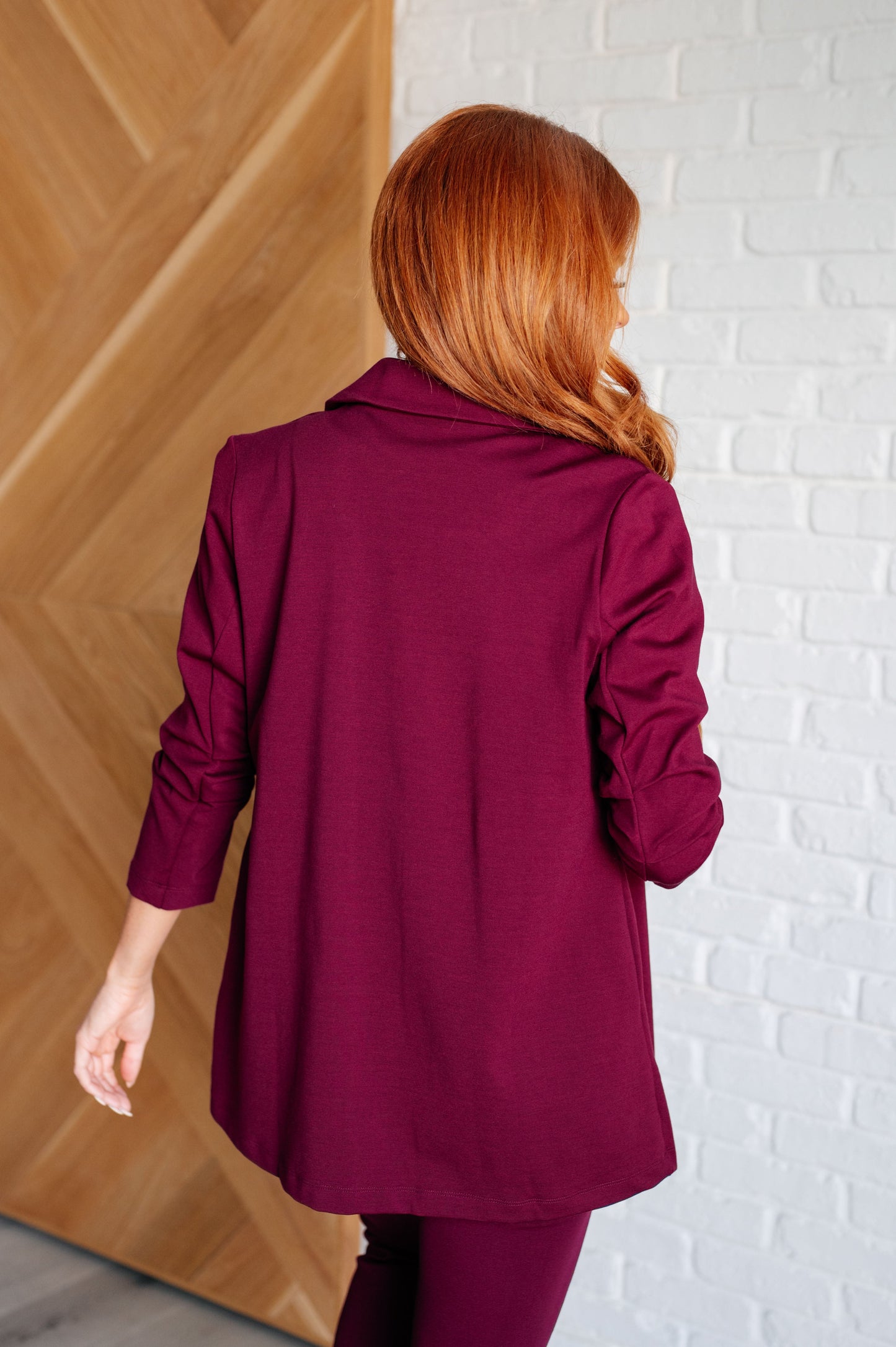 Dear Scarlett Magic 3/4 Blazer in Wine