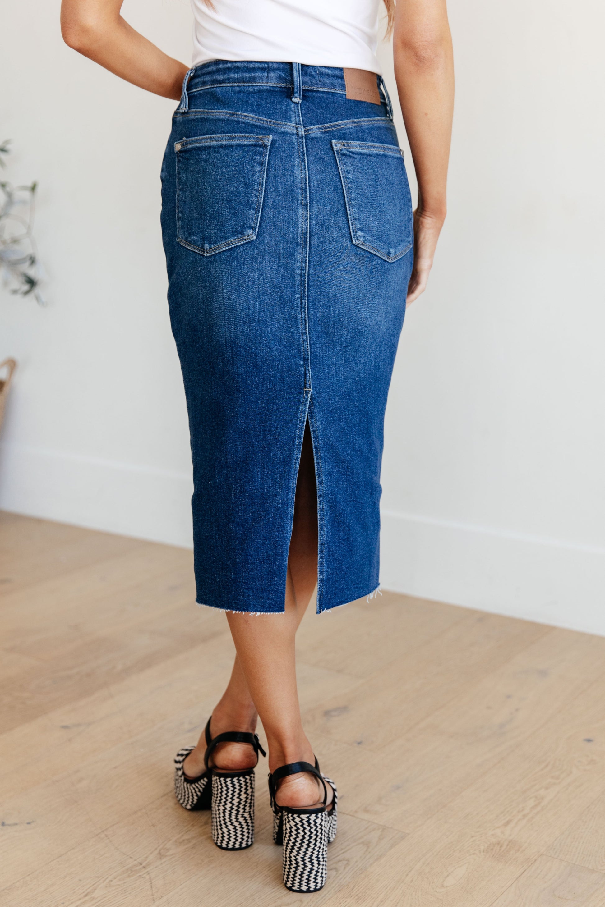 Marcy High Rise Denim Midi Skirt - G Marie's Boutique 