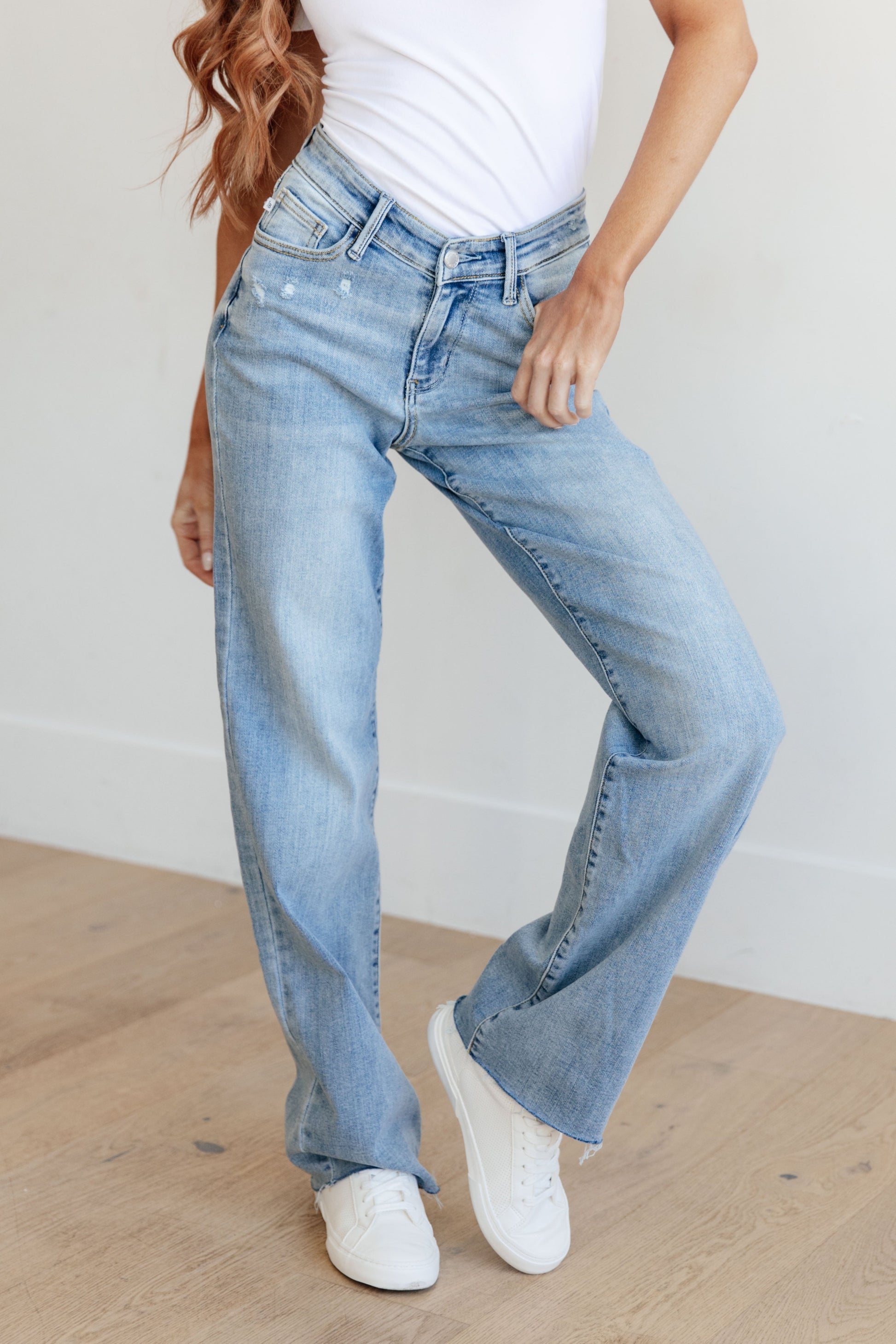 Mildred High Rise V Front Waistband Straight Jeans - G Marie's Boutique 