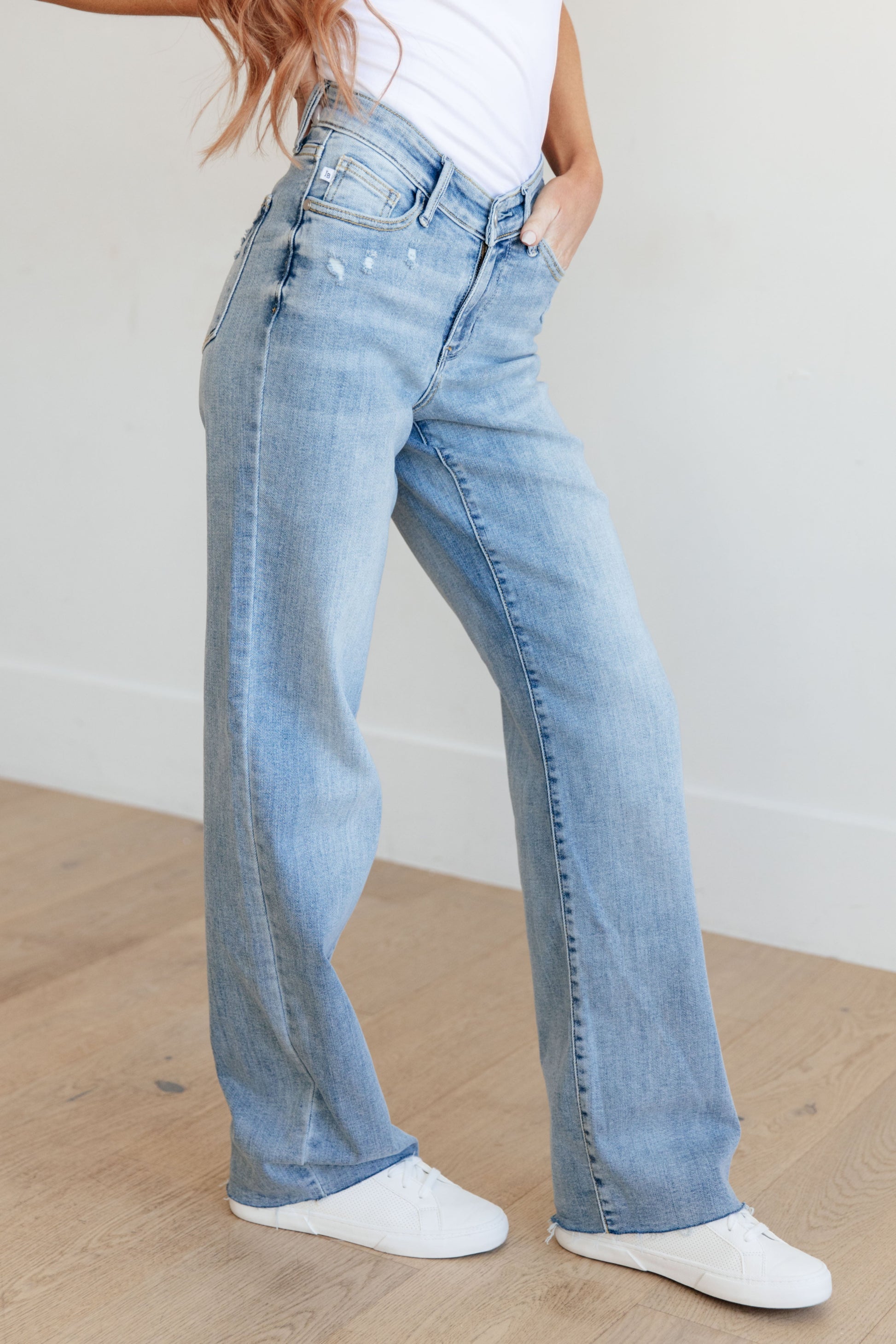 Mildred High Rise V Front Waistband Straight Jeans - G Marie's Boutique 