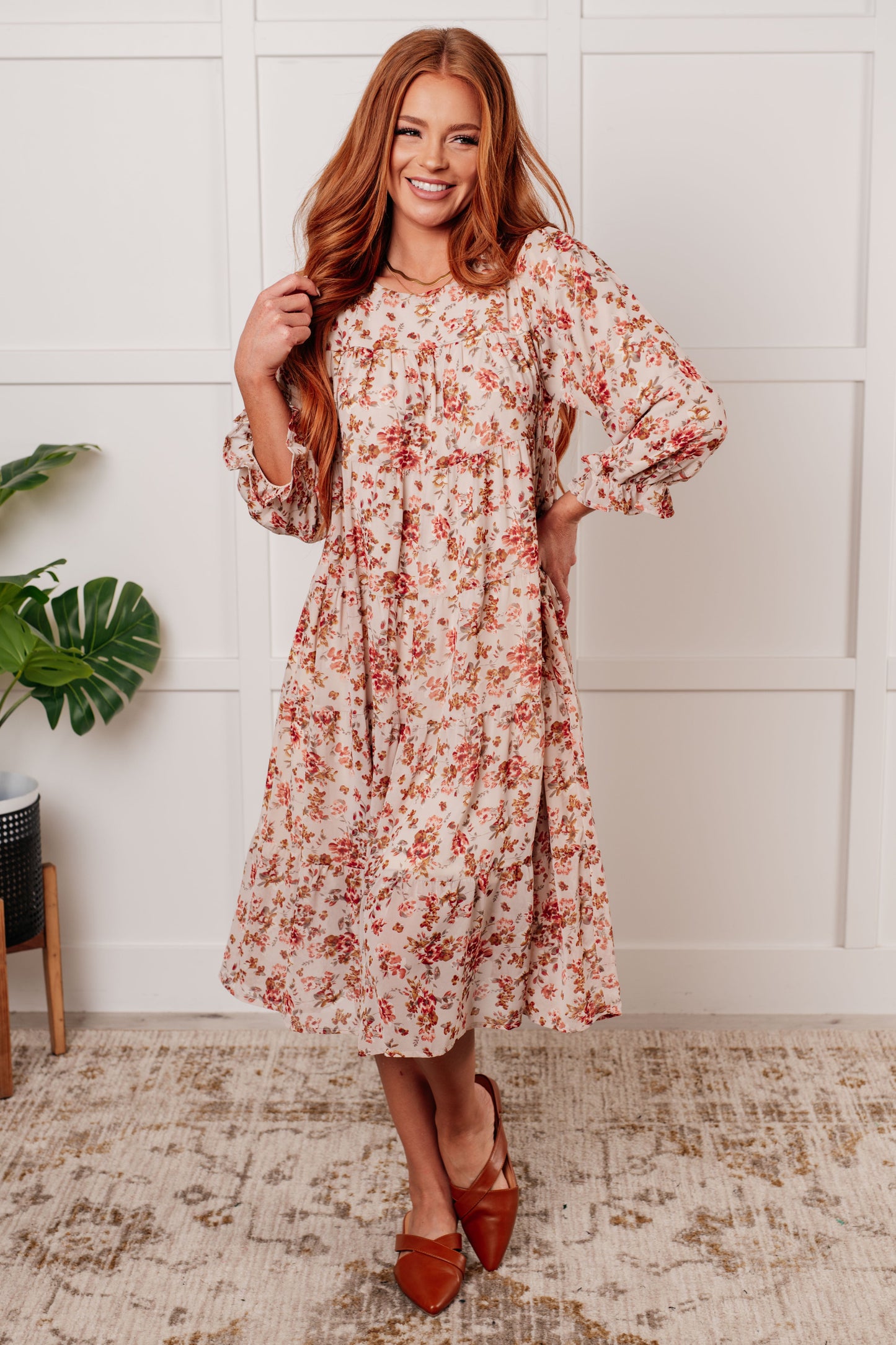 Polagram Next to You Balloon Sleeve Floral Dress