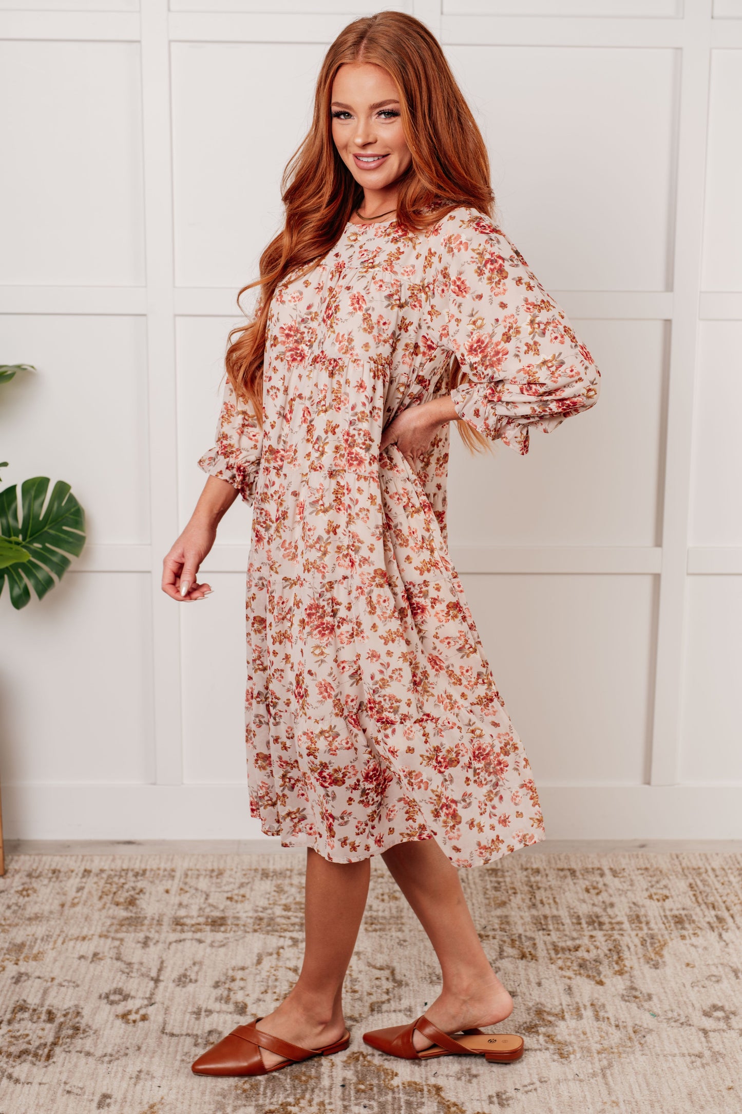 Polagram Next to You Balloon Sleeve Floral Dress