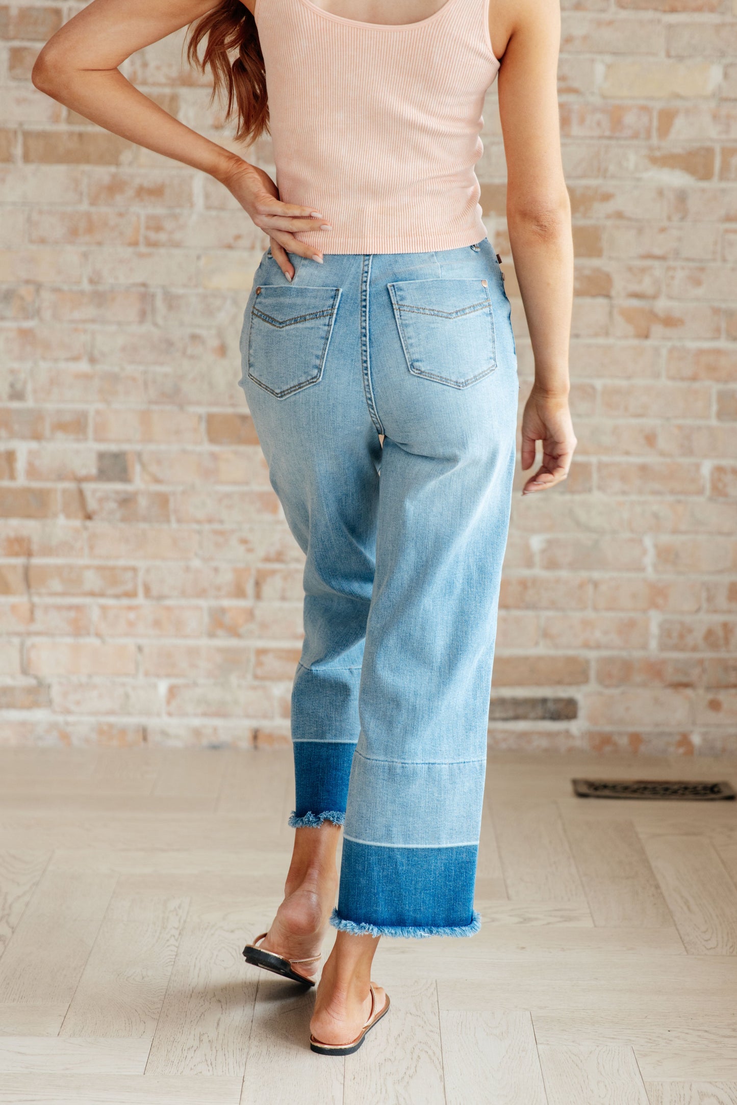 Olivia High Rise Wide Leg Crop Jeans in Medium Wash - G Marie's Boutique 