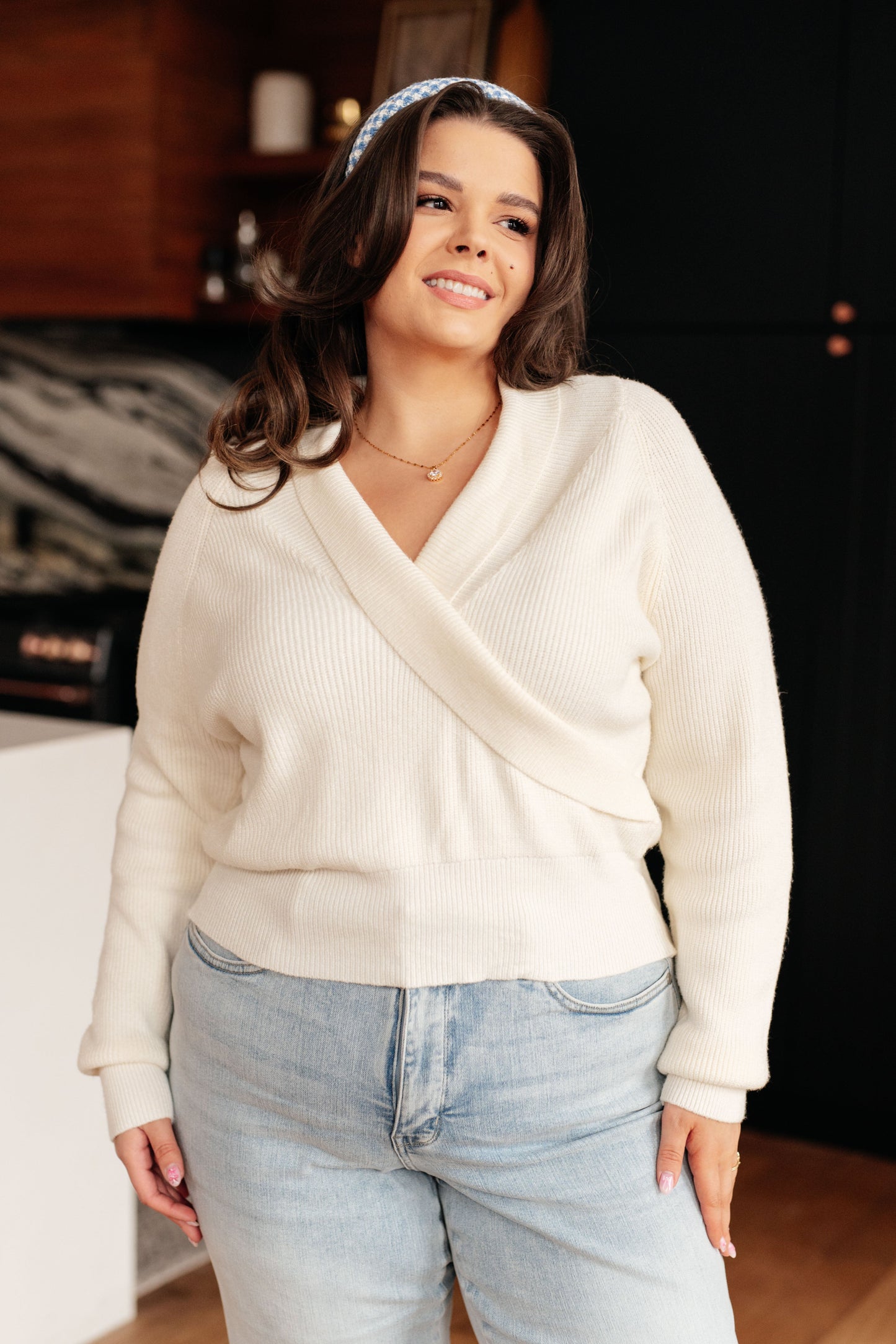 One Eleven North Requisite Request Surplice Crop Sweater