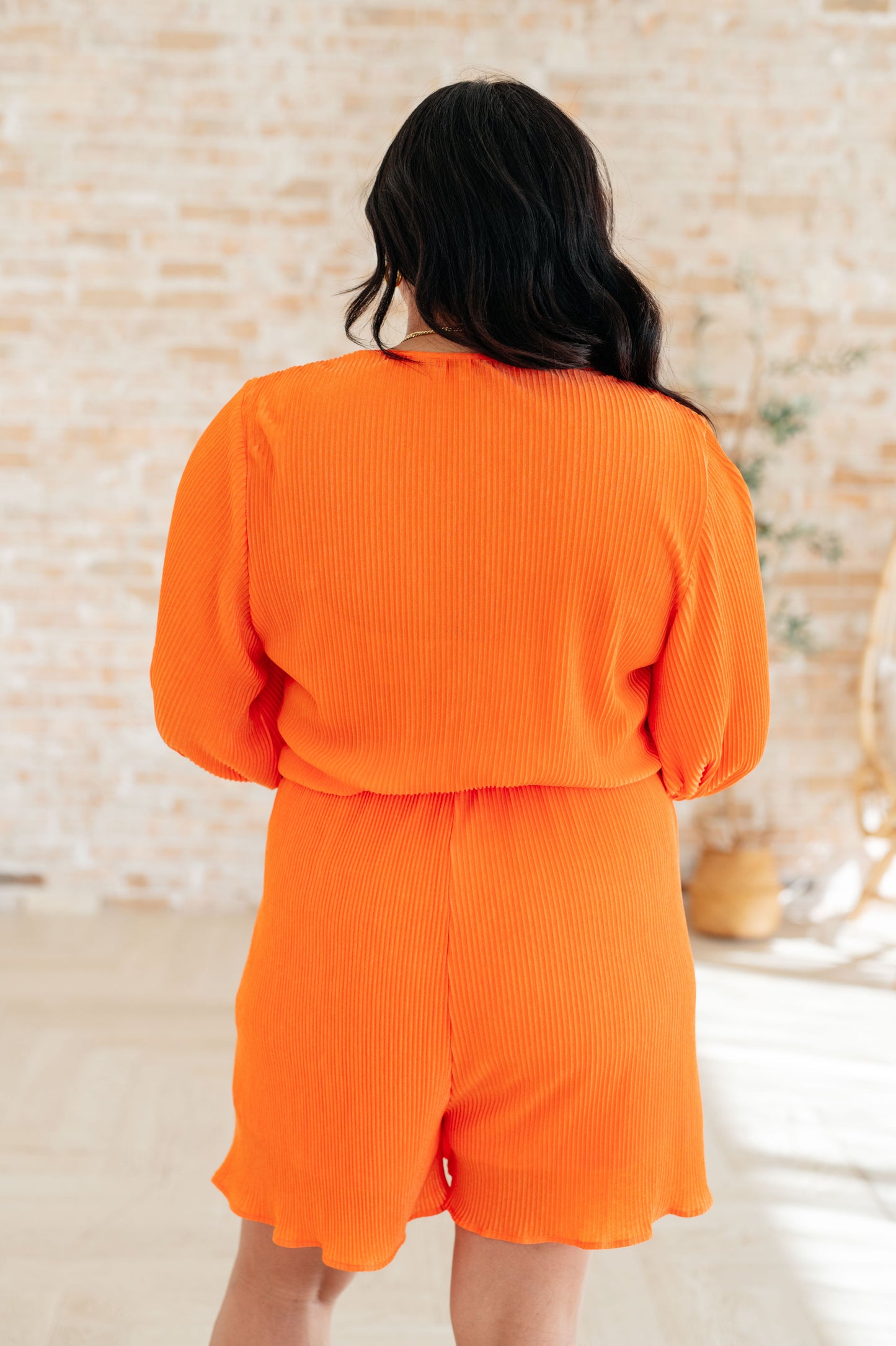 White Birch Roll With me Romper in Tangerine