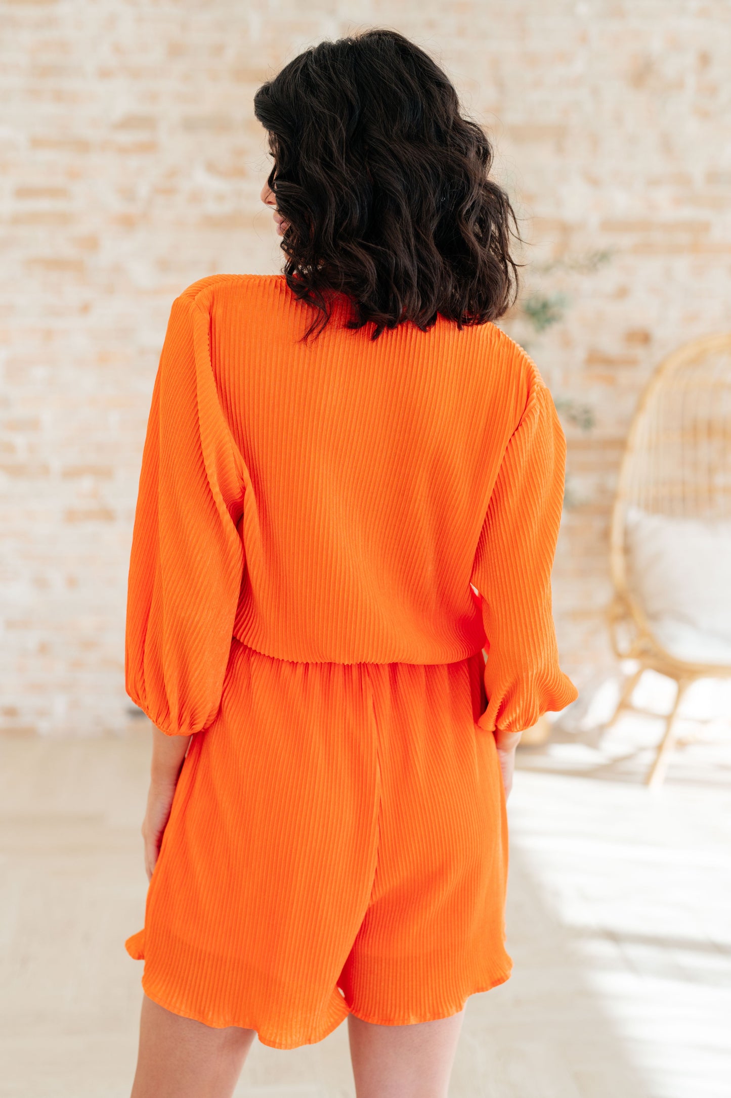 White Birch Roll With me Romper in Tangerine