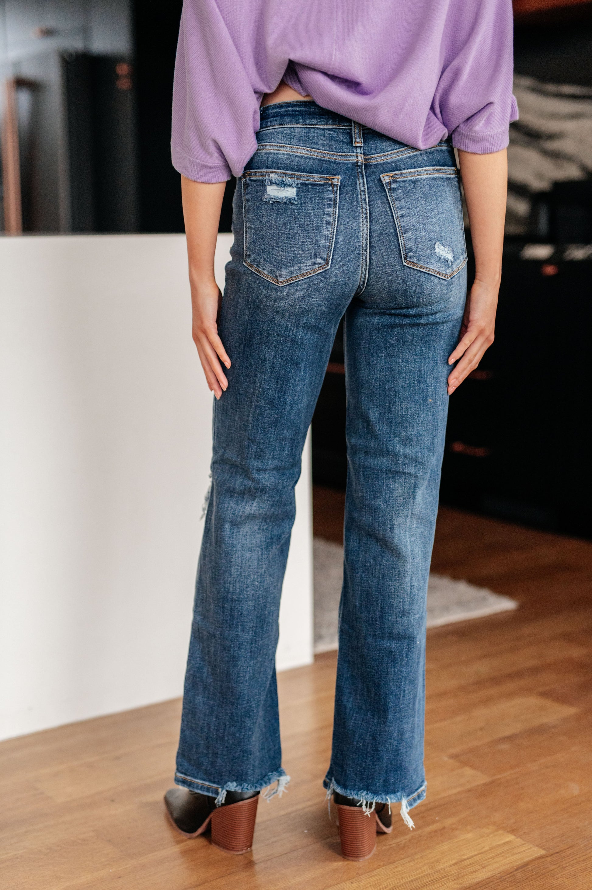 Rose High Rise 90's Straight Jeans in Dark Wash - G Marie's Boutique 