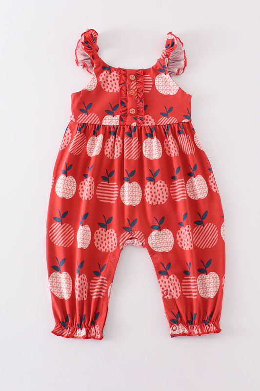 Apple print girl romper