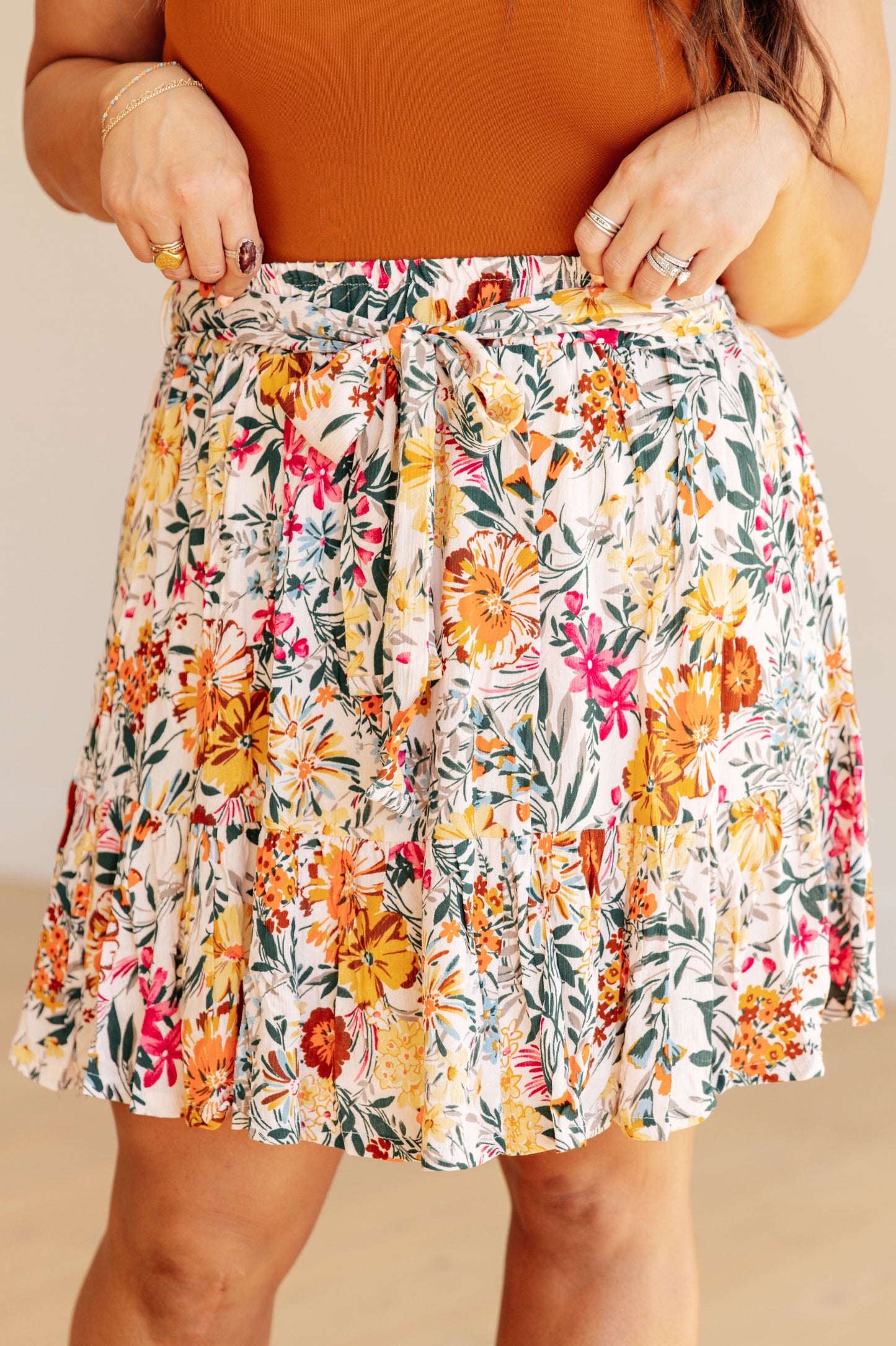 White Birch- Spring Fields Floral Skirt