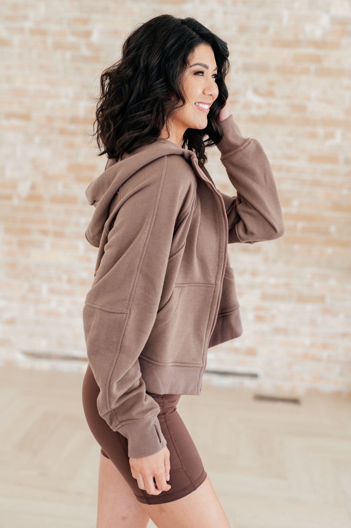 Rae Mode Sun or Shade Zip Up Jacket in Smokey Brown