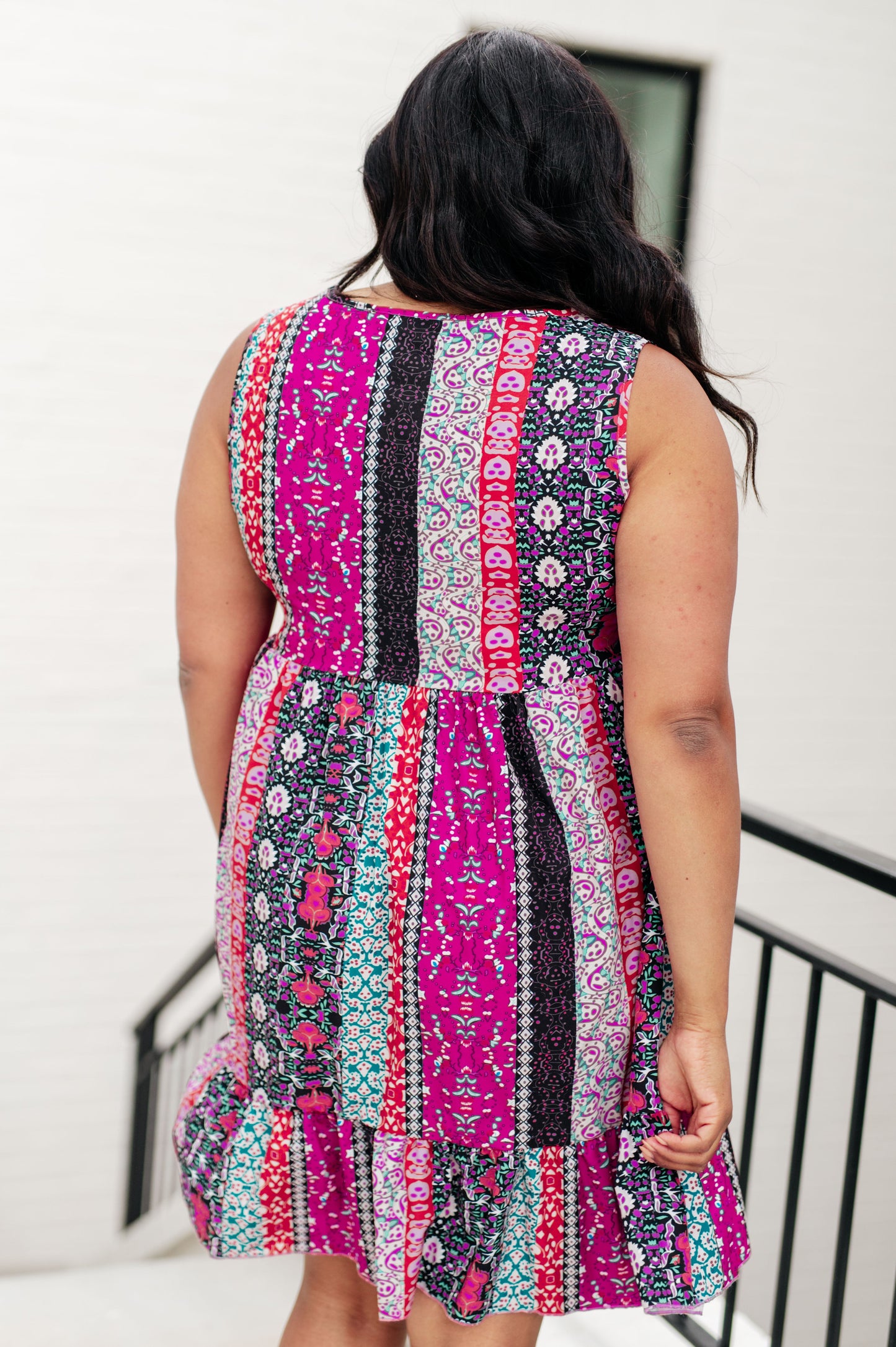 One Eleven North That's So Boho Mixed Print Sleeveless Dress