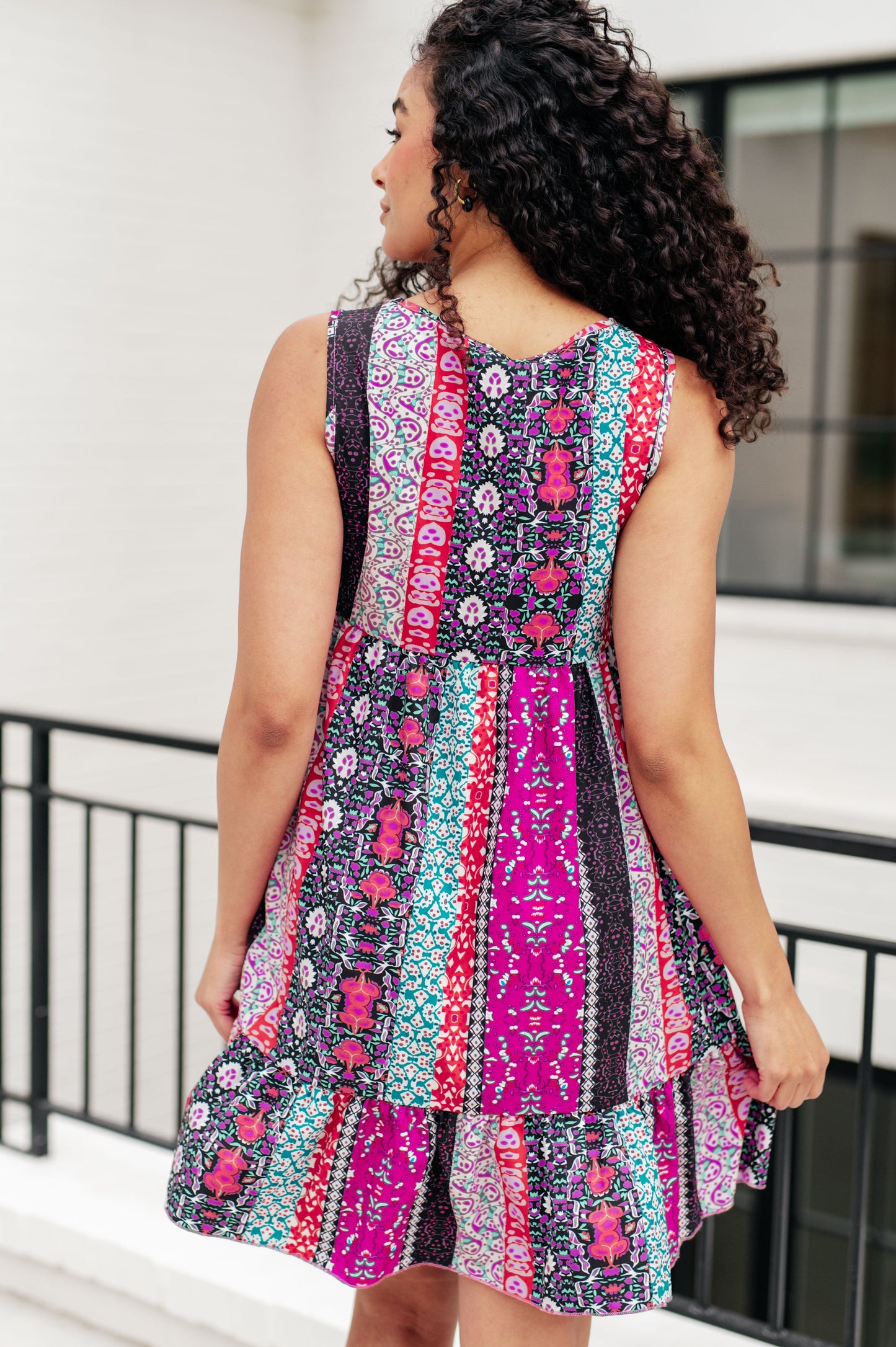 One Eleven North That's So Boho Mixed Print Sleeveless Dress