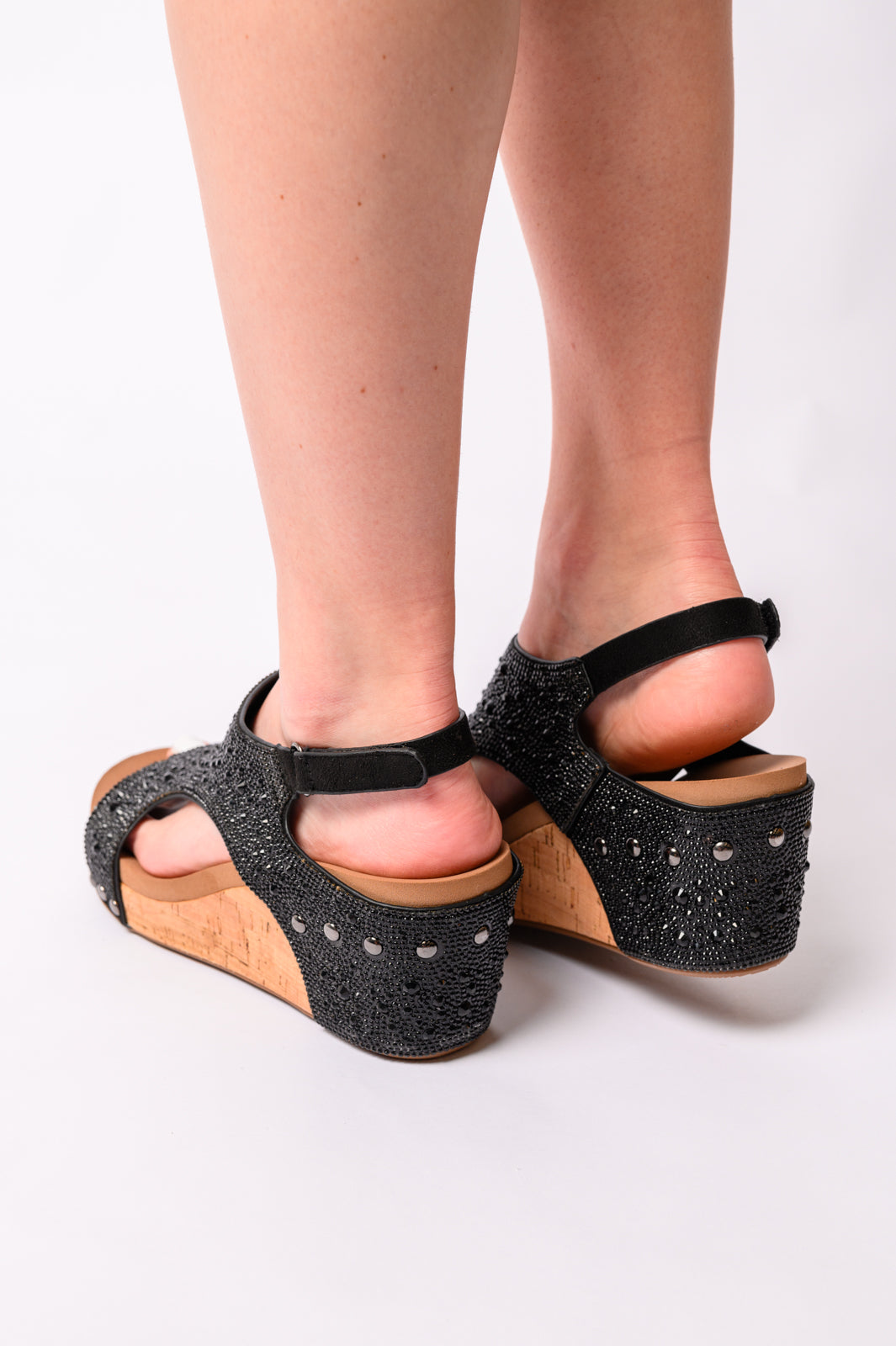 Corky's Ashley Wedge Sandals in Black Rhinestone