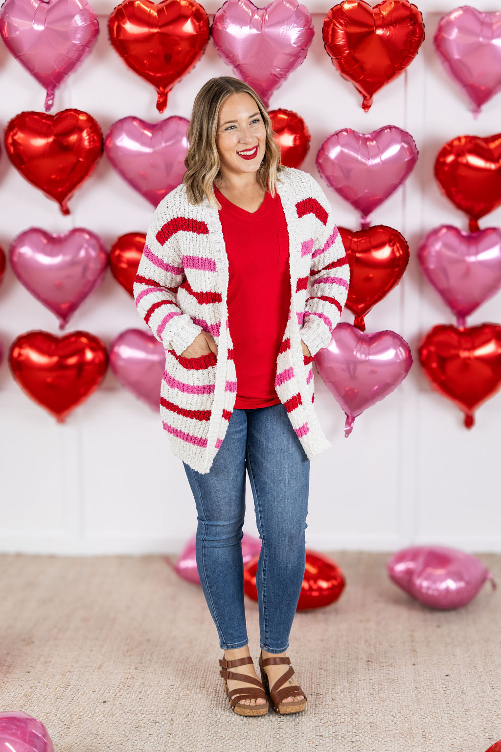 Michelle Mae Valentine's Stripe Cardigan