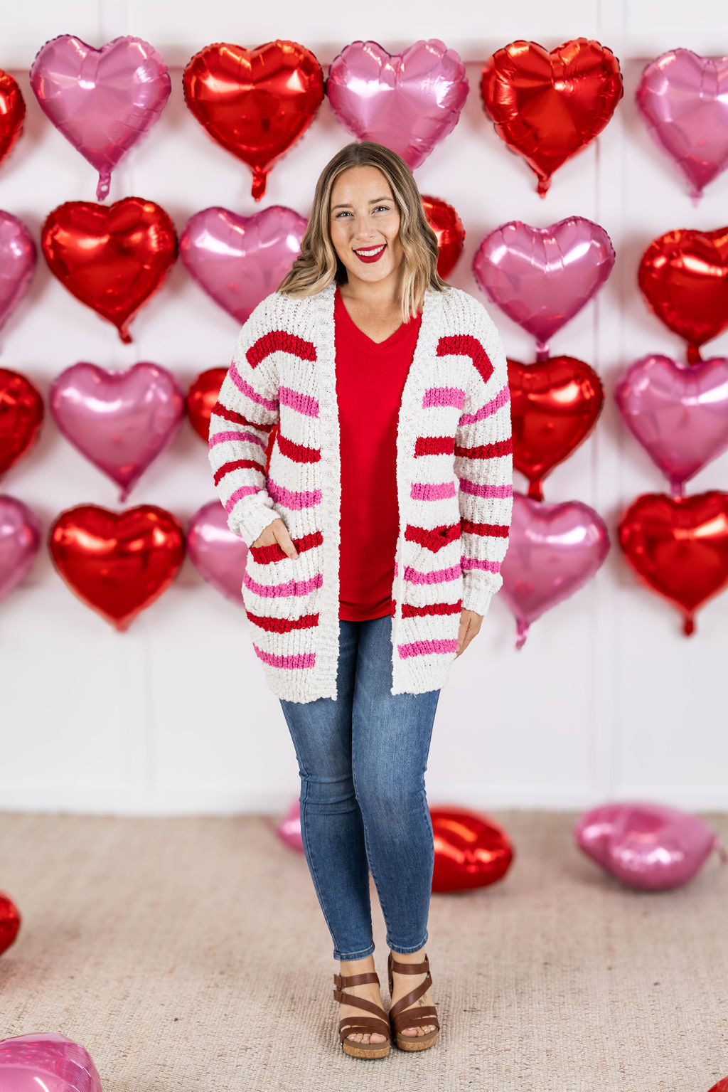 Michelle Mae Valentine's Stripe Cardigan