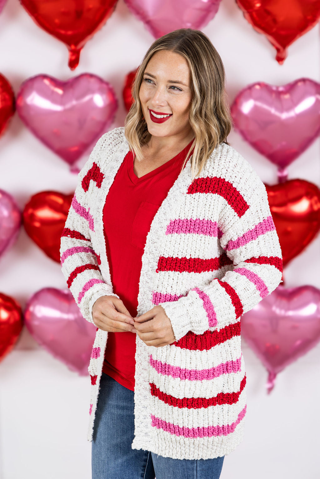 Michelle Mae Valentine's Stripe Cardigan