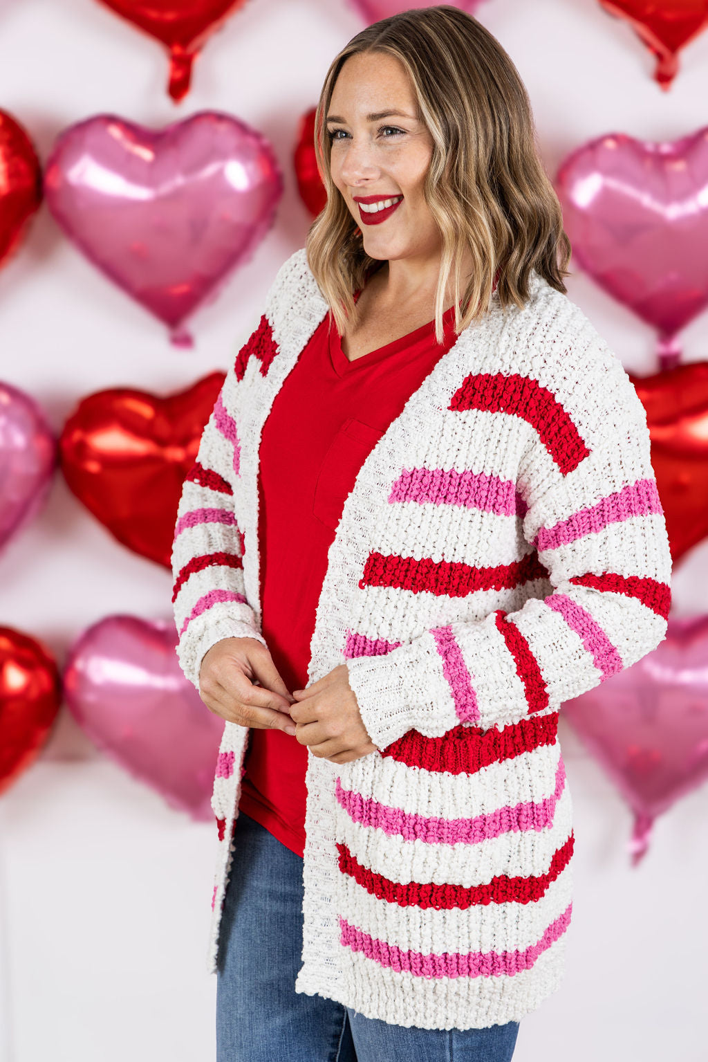 Michelle Mae Valentine's Stripe Cardigan