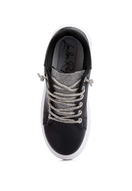 Jaxen Rhinestones Lace Up Sneakers - G Marie's Boutique 