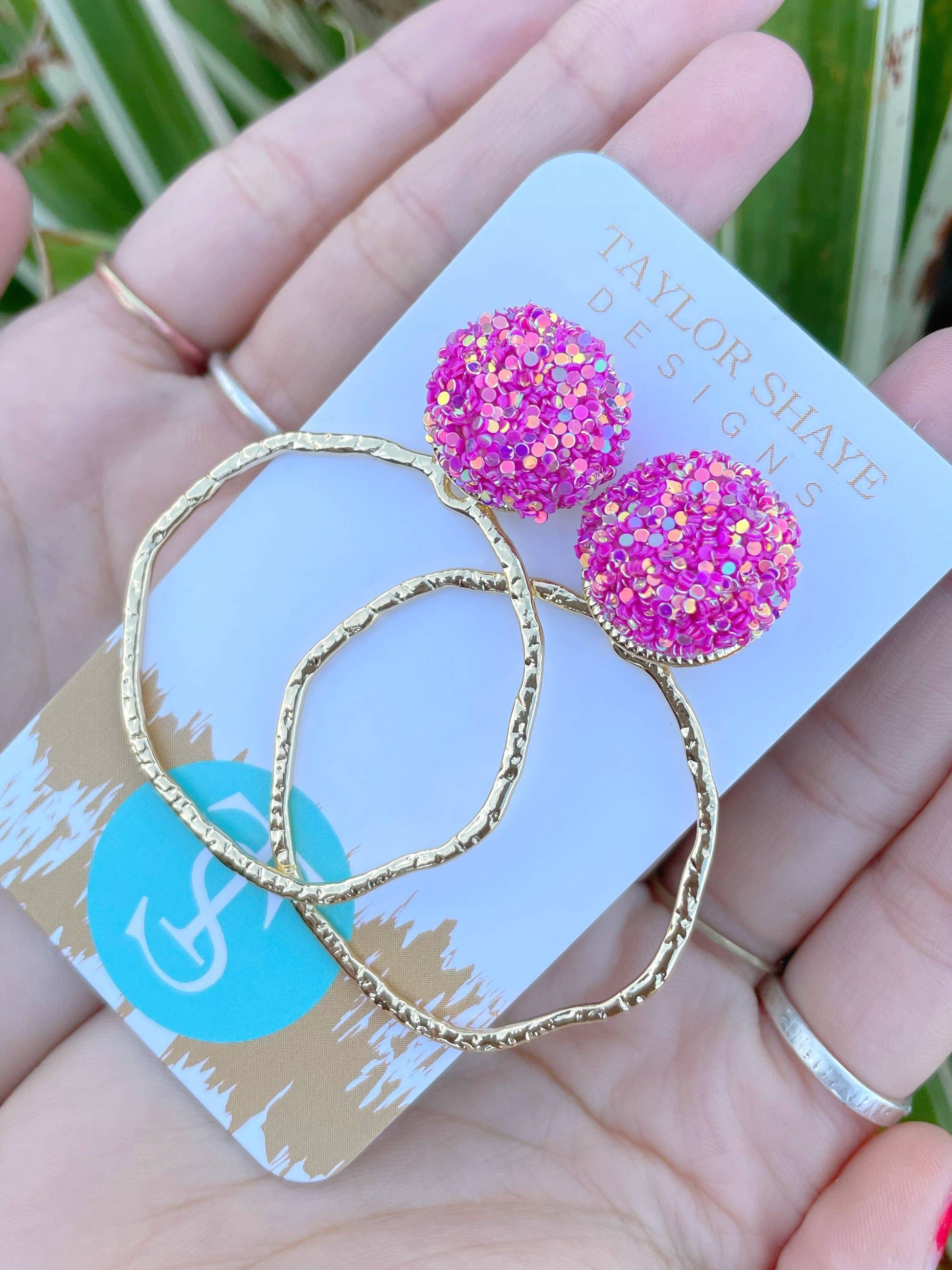 Glitter Top Hoops - G Marie's Boutique 