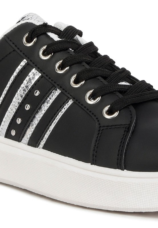 Claude Faux Leather Back Panel Detail Sneakers - G Marie's Boutique 