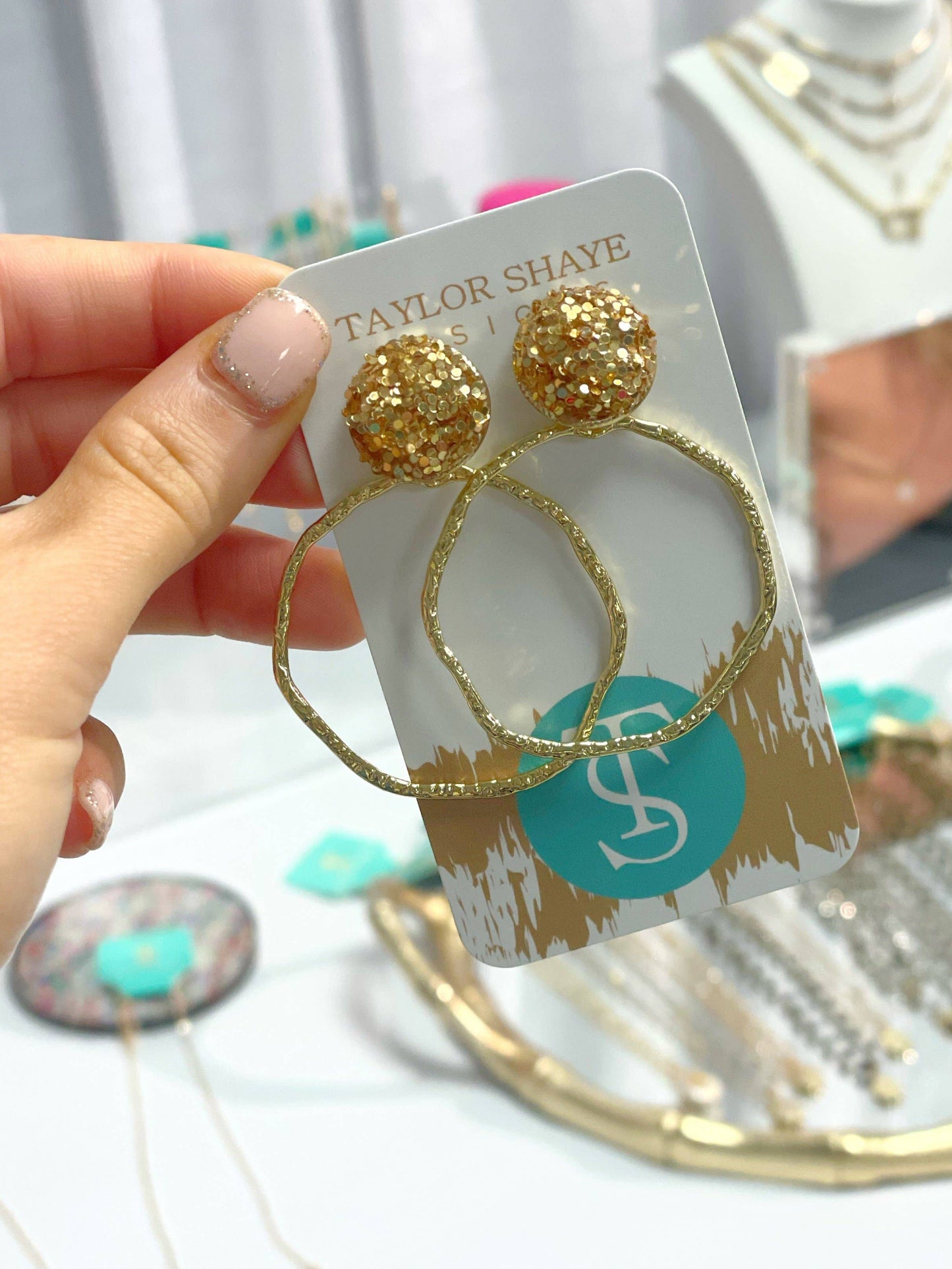 Glitter Top Hoops - G Marie's Boutique 