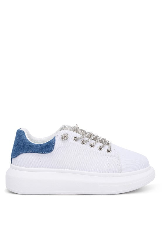 Jaxen Rhinestones Lace Up Sneakers - G Marie's Boutique 