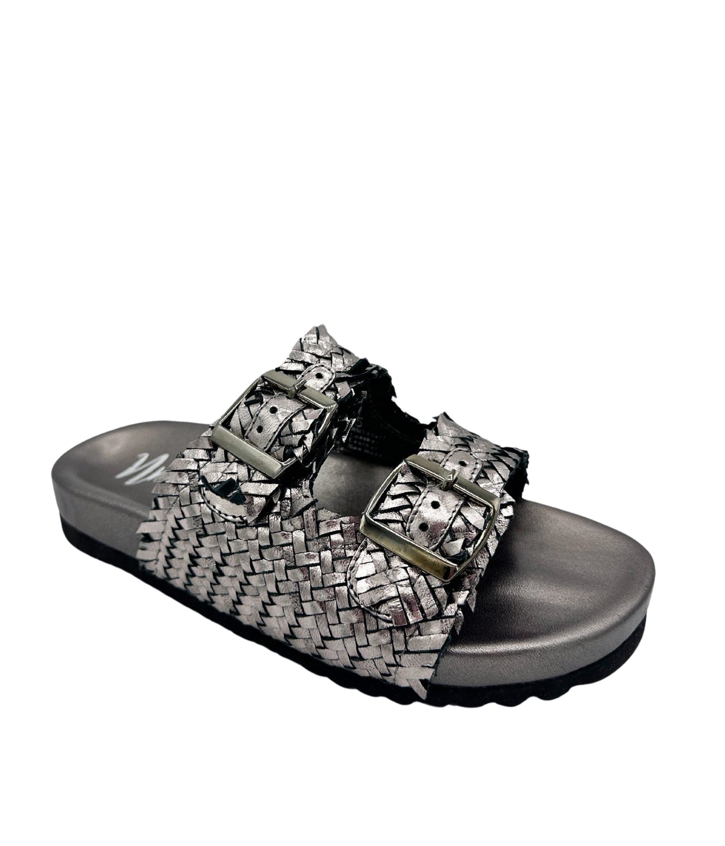 Naughty Monkey Intertwine Dual Woven Strap Slide in Pewter