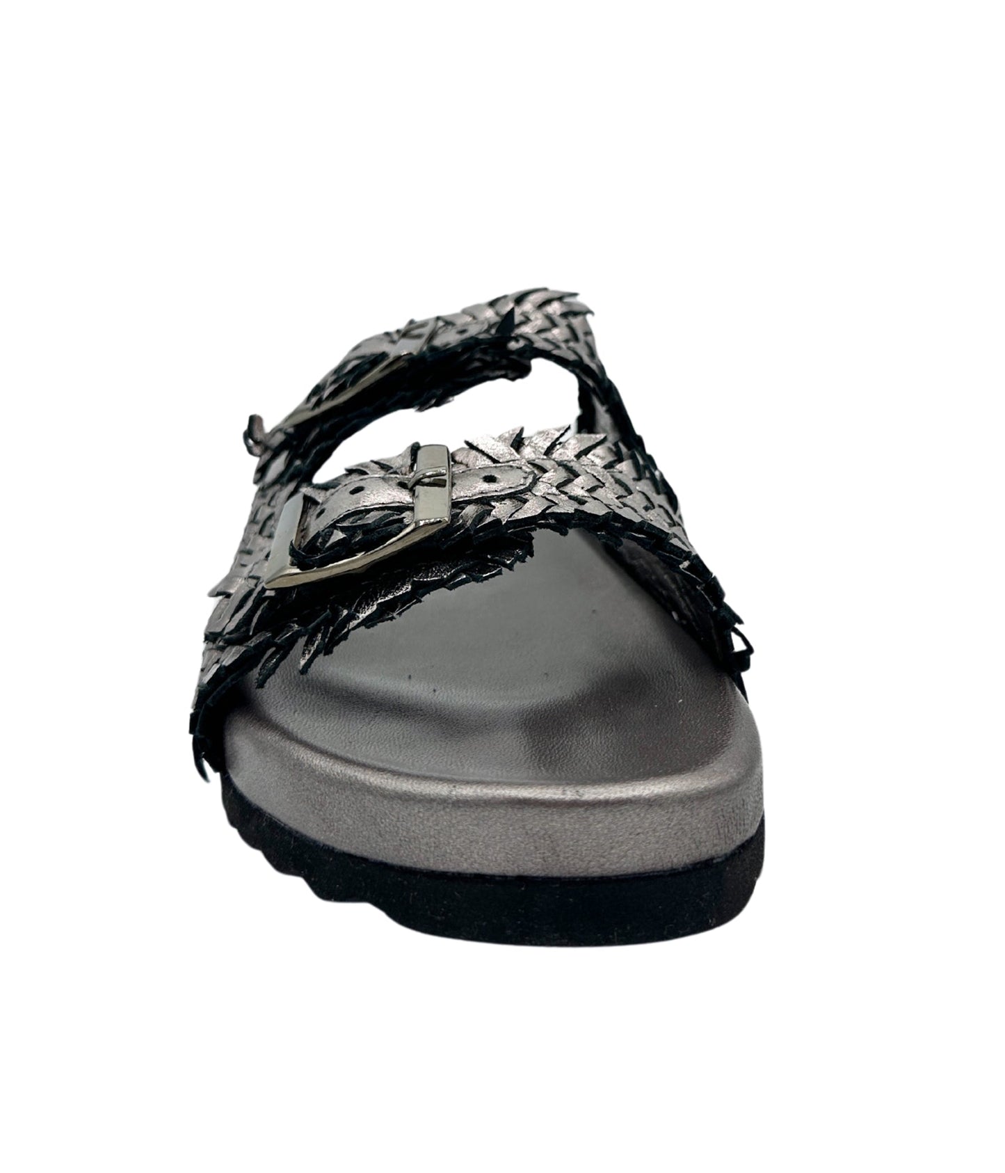 Naughty Monkey Intertwine Dual Woven Strap Slide in Pewter