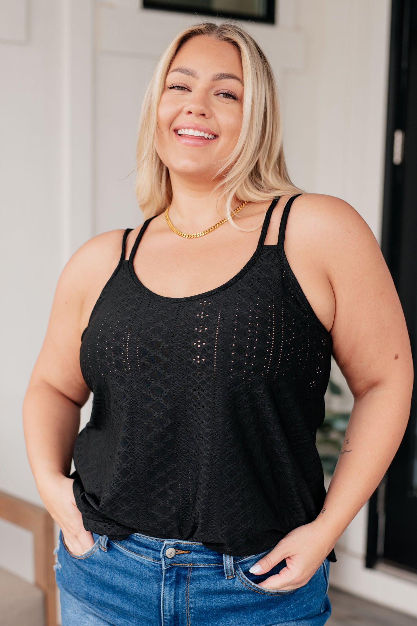 Jordan Eye on the Prize Eyelet Tank in Black