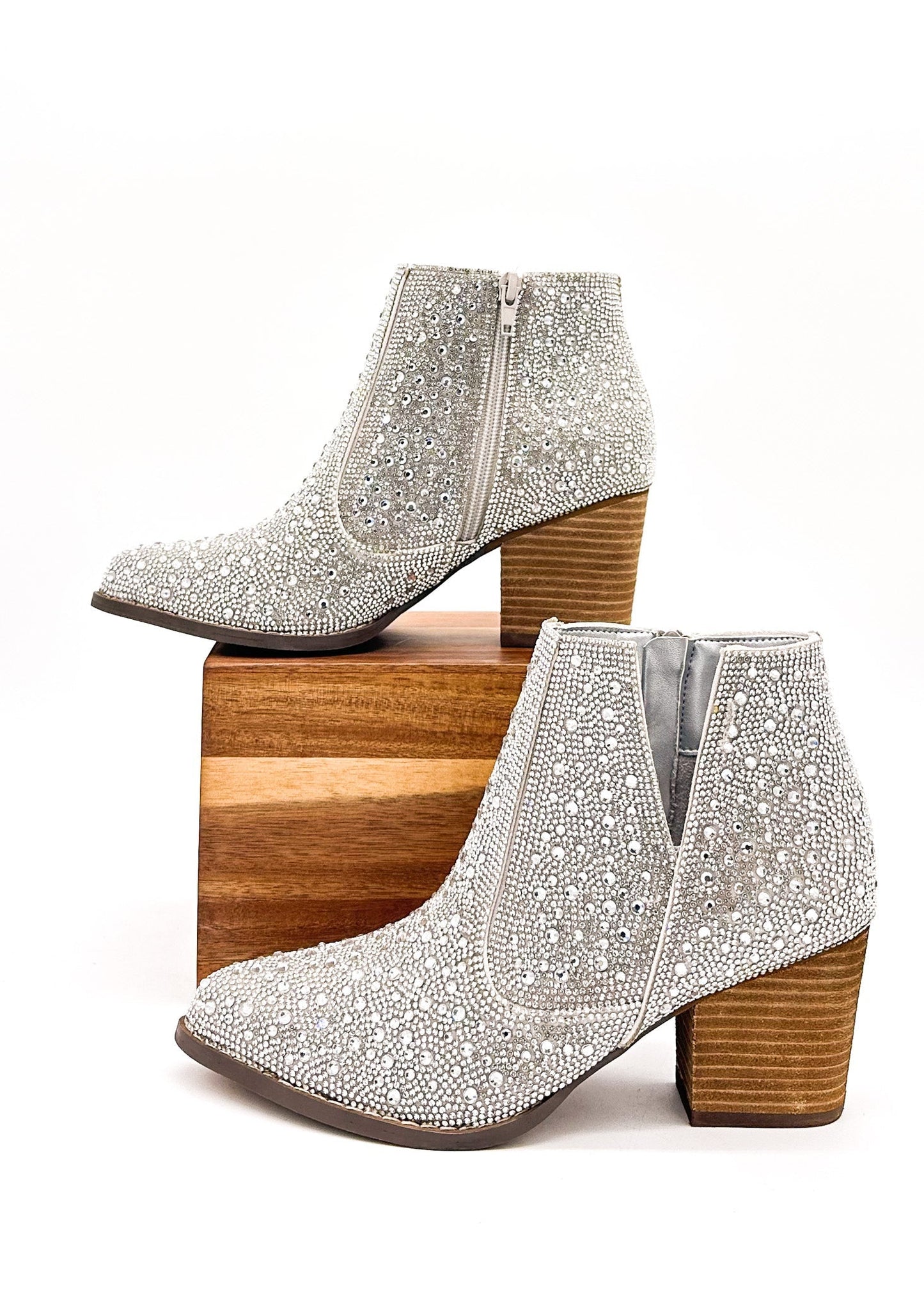 Naughty Monkey Shine Star Rhinestone Bootie in Silver