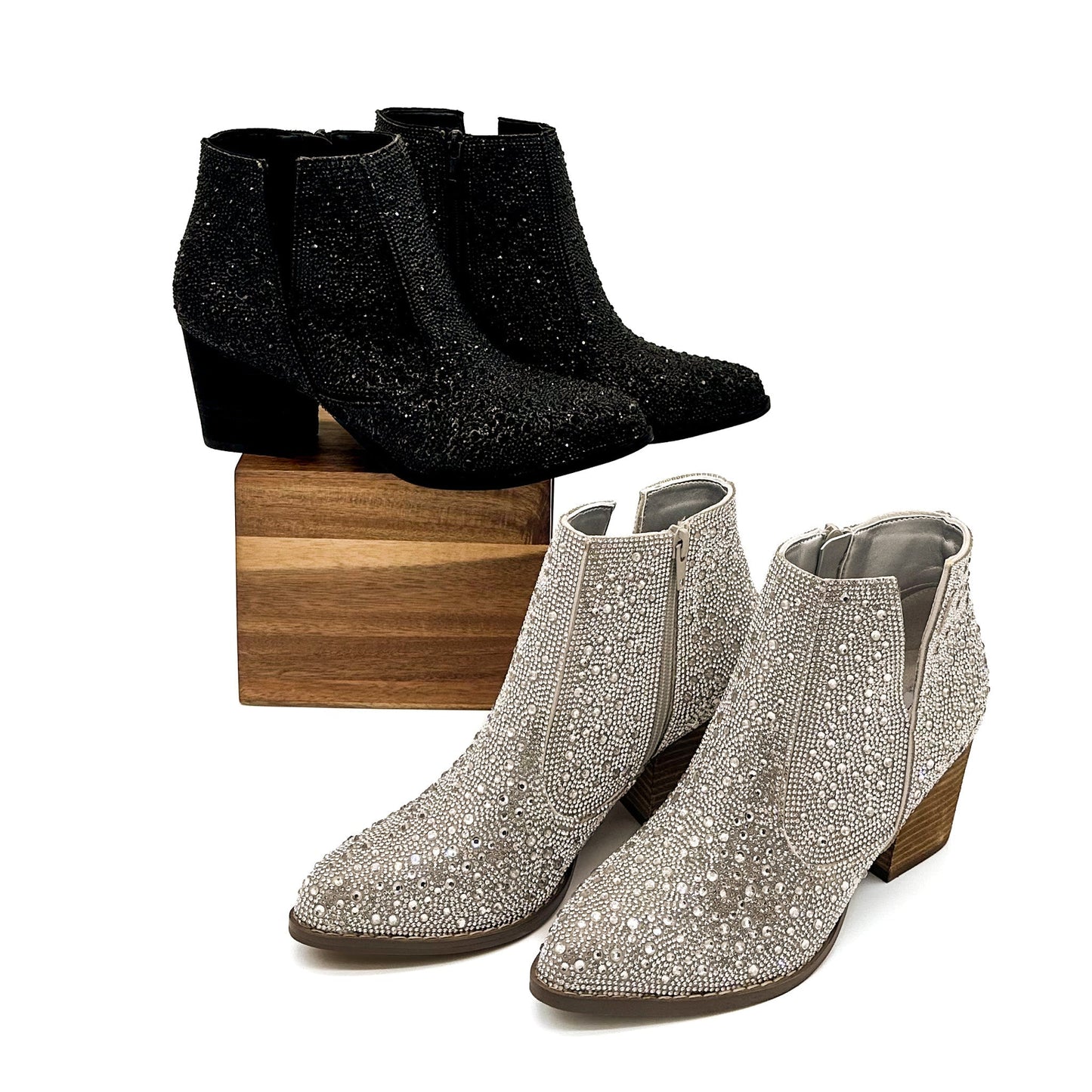 Naughty Monkey Shine Star Rhinestone Bootie in Silver