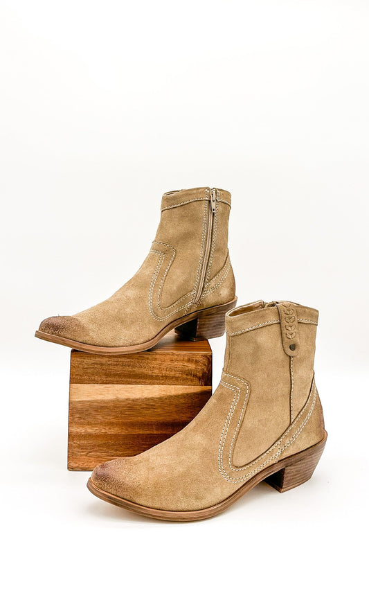 Naughty Monkey Smithy Suede Ankle Boot in Tan